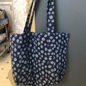 Navy and white patterned. 12x12 tote bag